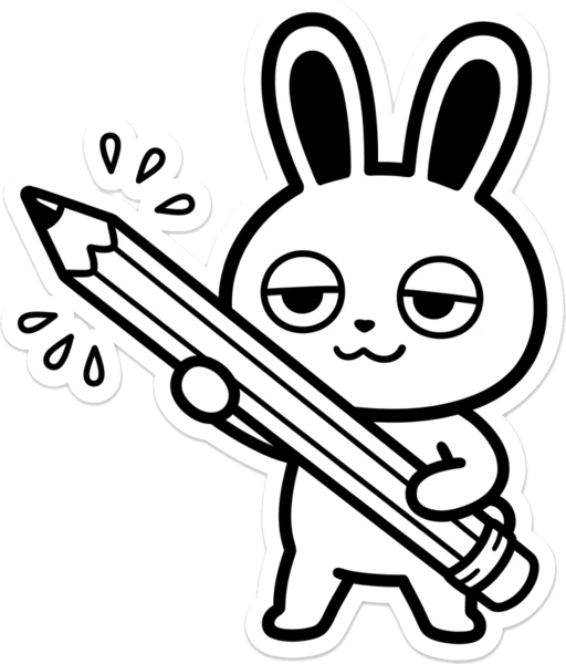 鉛筆を構えるラビィ